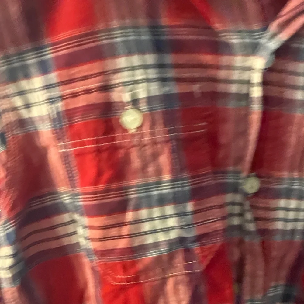 GapKids Red and Navy Plaid Button-Front Oxford style Shirt